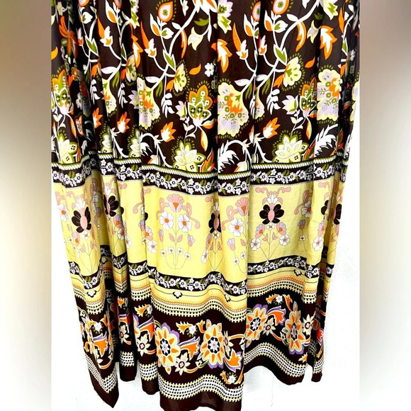🆕 Gypsie Blu Brown and Muted Yellow Patterned Skirt - Picture 7 of 9